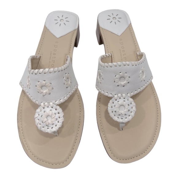 Apostrophe Jaclyn Thong Leather Upper Flip Flop Sandals Size 7 M made in Brazil - Picture 2 of 10